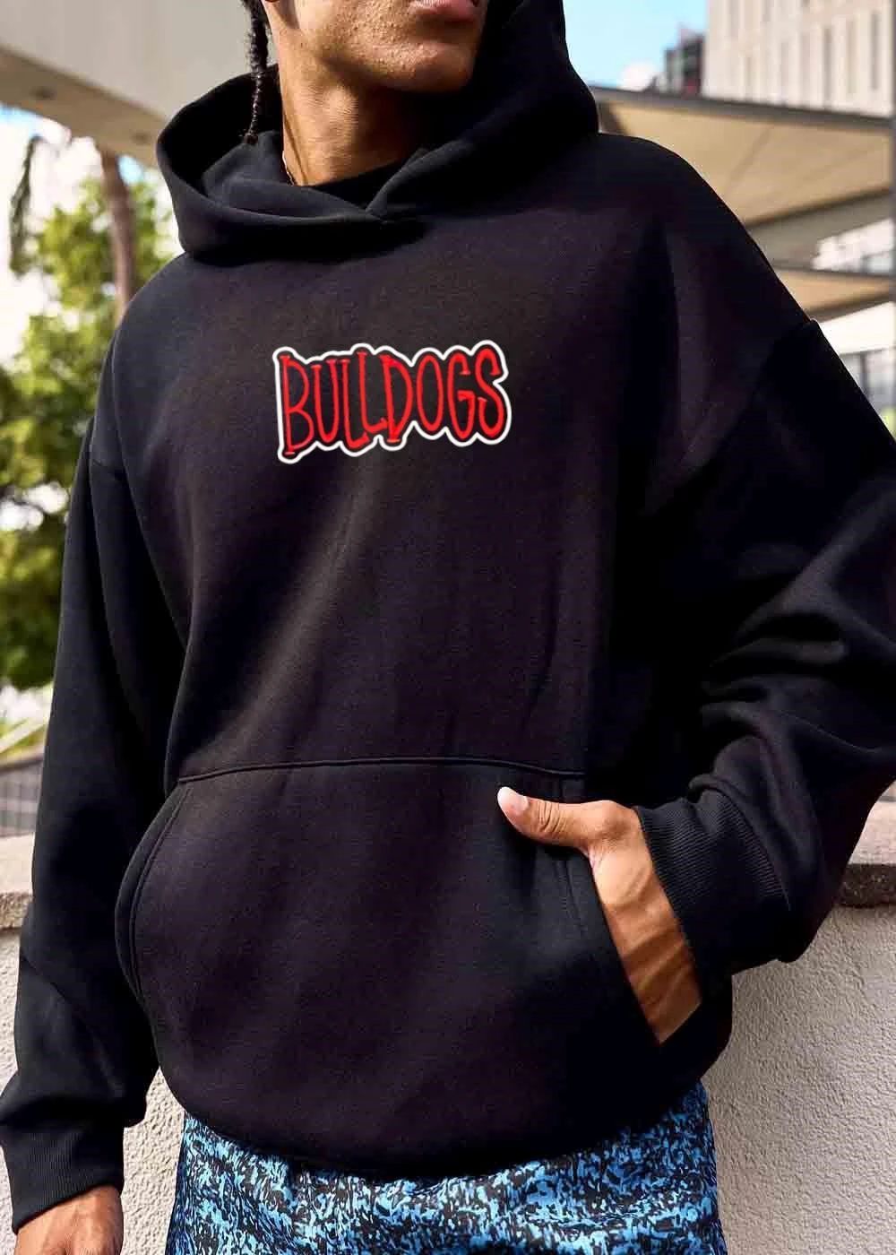 Bulldogs Red Spooky Creepy Horror Font White Outline Cutout shirt