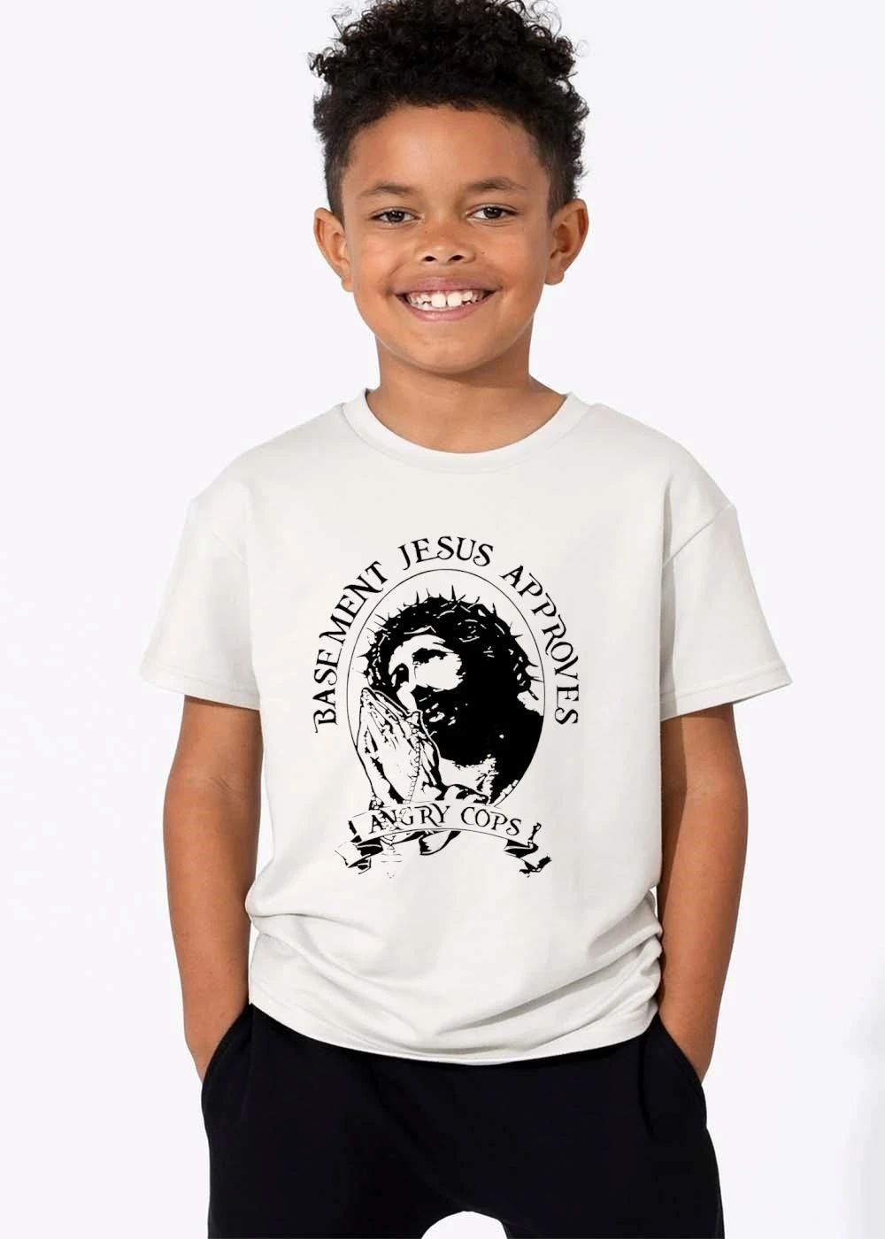 Angry Cops Basement Jesus Approves Crown Thorns Praying shirt