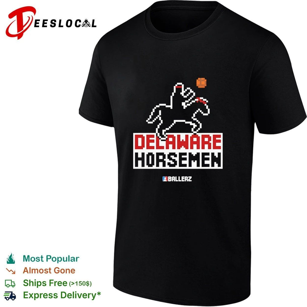 Delaware Horsemen Ballerz basketball pixel art T-shirt