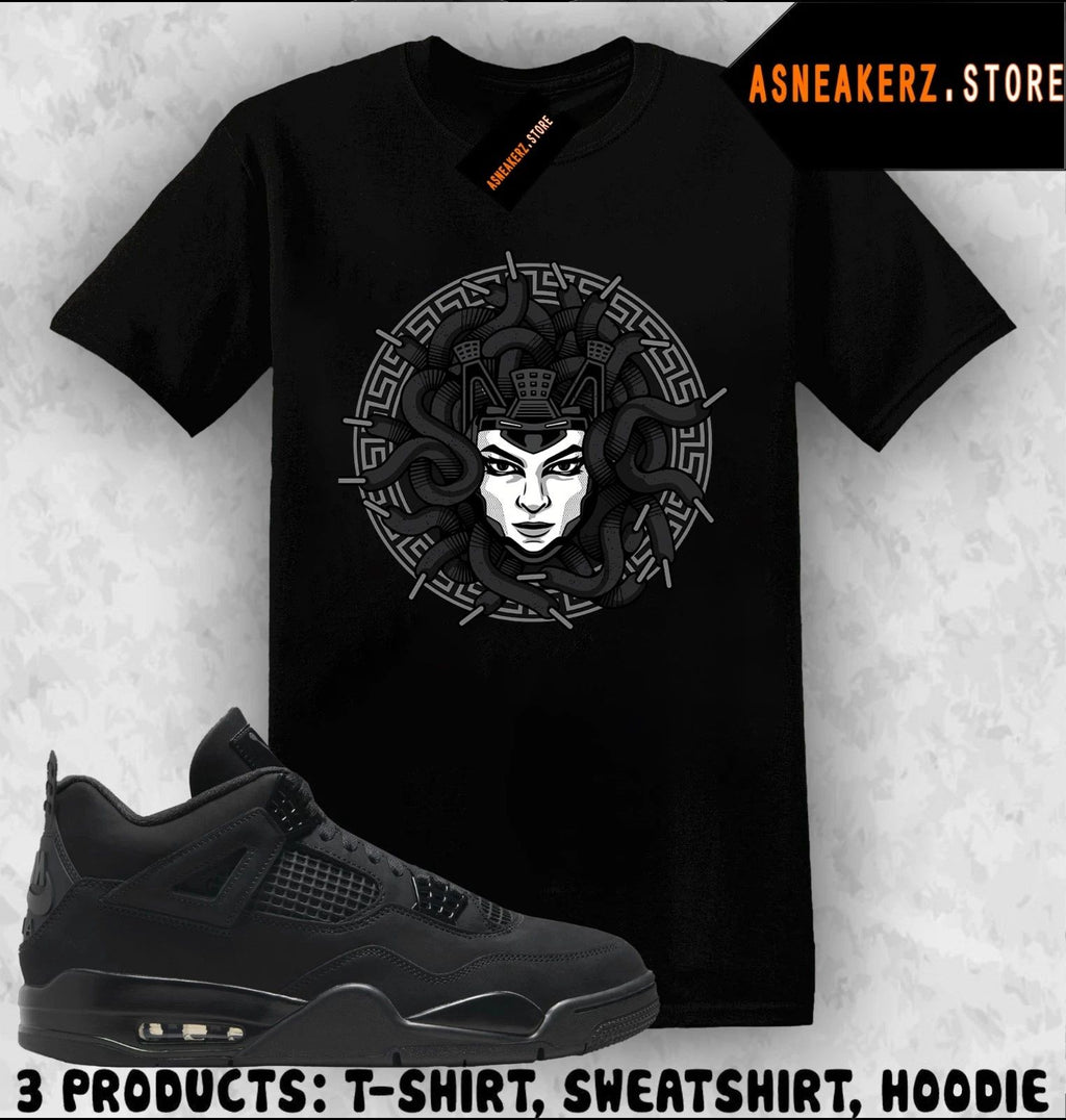 Tee Shirt Matching AJ 4 Black Cat 2025 Match Sneaker Sneakerhead Medusa T-Shirt
