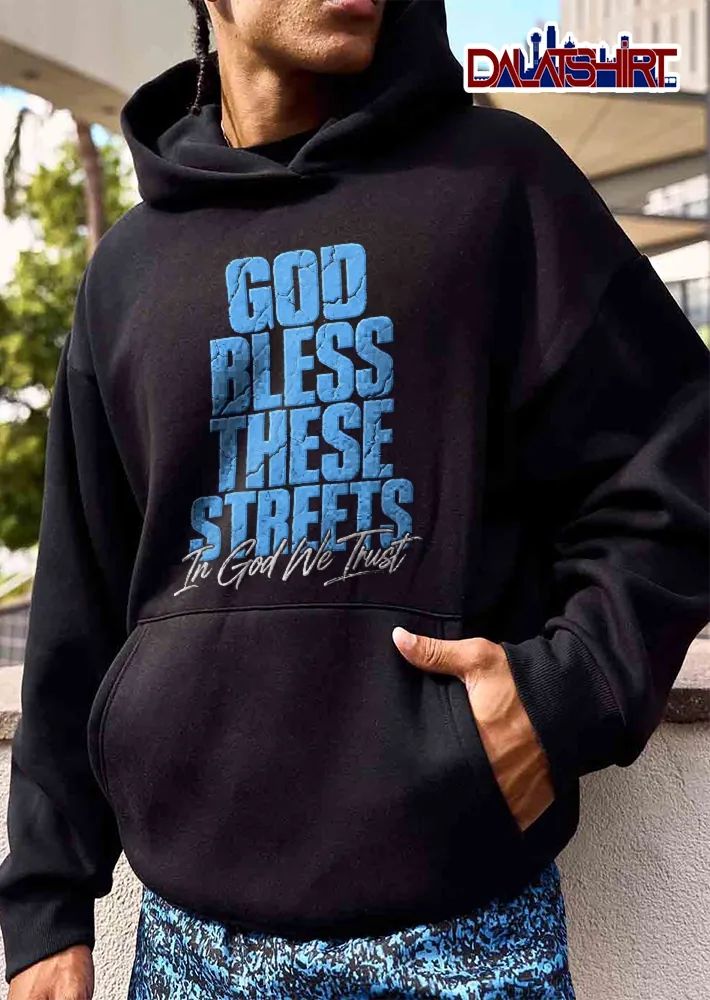 God Bless These Streets In God We Trust Distressed Cracked Block Text Cursive Script shirt