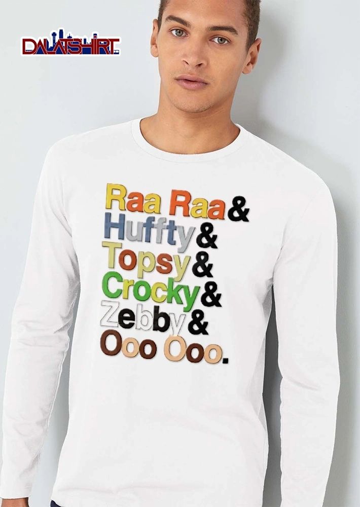 Raa And Huffty Topsy Crocky Zebby Ooo Colorful Stacked Typography Text shirt
