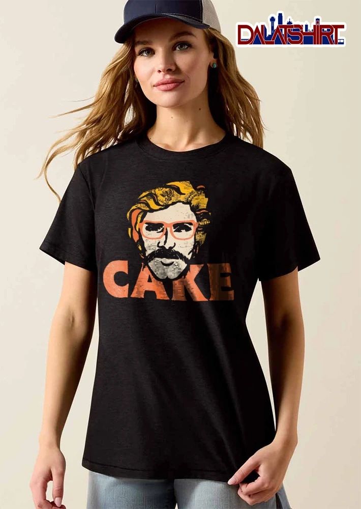 Cake Mustached Man Orange Eyeglasses Caricature Portrait shirt
