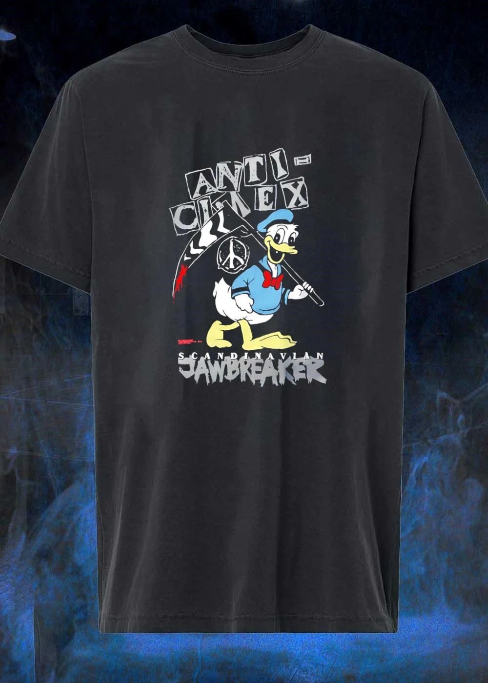Scandinavian Jawbreaker Anti-Cimex Donald Duck Scythe Peace Sign T-Shirt