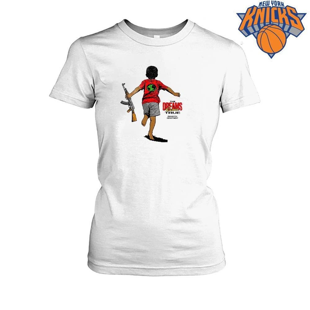 Barefoot Kid Holding AK 47 Dreams Come True Graphic Print Streetwear Tee Shirt