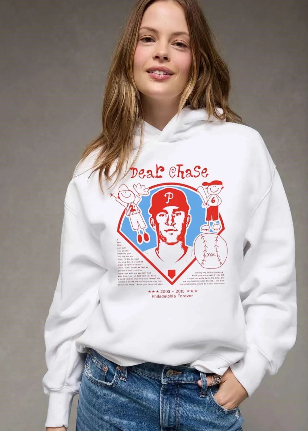 Philadelphia Phillies MLB Dear Chase Forever Mac 2003 2015 Stylized Red Player Portrait Baseball shirt