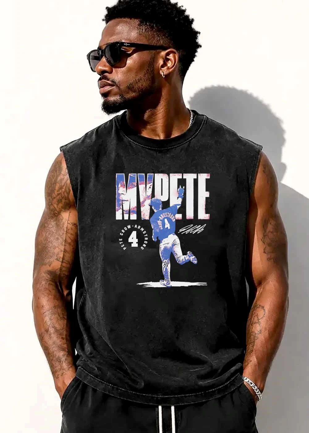 Mvpete Pete Crow Armstrong Baseball Player Running Pointing Signature Distressed shirt