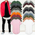 Mens BASIC HIPSTER T Shirts Casual Extended Longline Back Hip Hop Hemline Tee