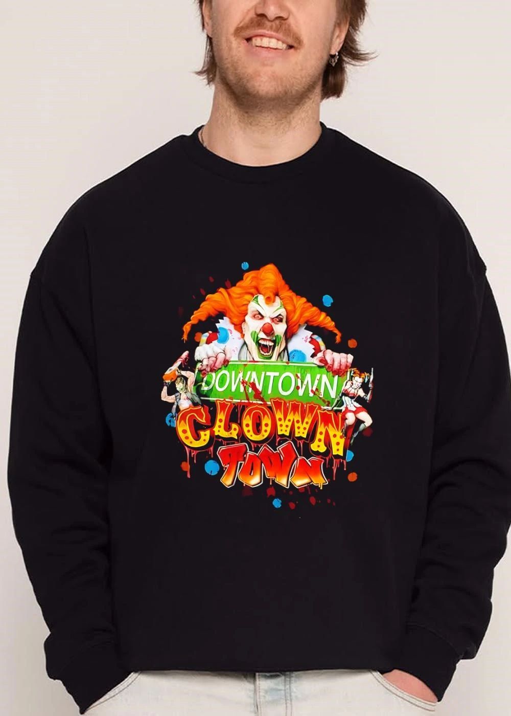 Downtown Clown Town Evil Jester Holding Green Street Sign shirt