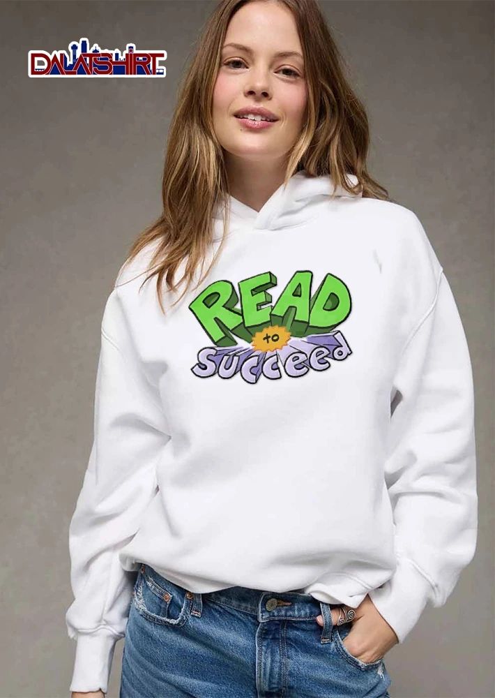 Read To Succeed Green Purple 3d Block Text Orange Burst Cartoon shirt