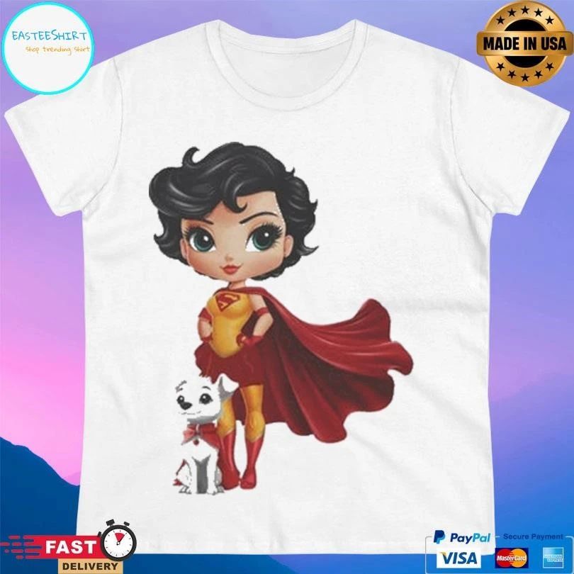 Retro Woman With Dog Super Hero T-shirts