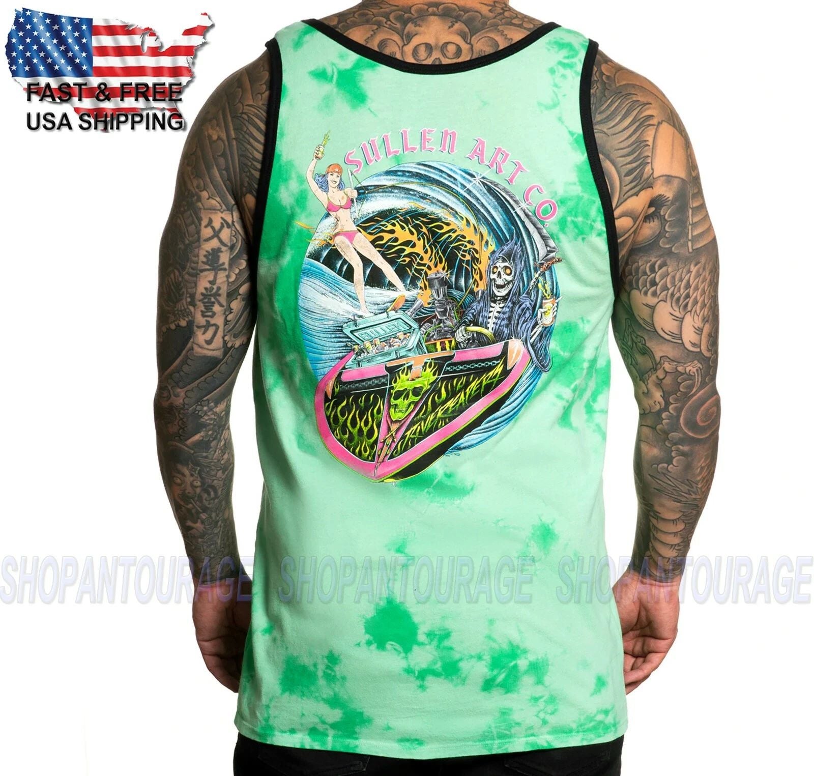 Sullen Art Collective Grim Ripper SCM4172 Premium Fit Tattoo Tank Top for Men