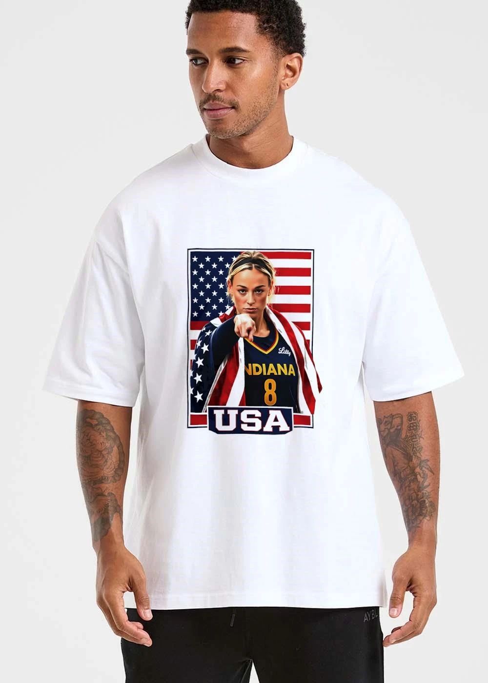 Indiana Fever WNBA USA Female Basketball Player Pointing American Flag shirt