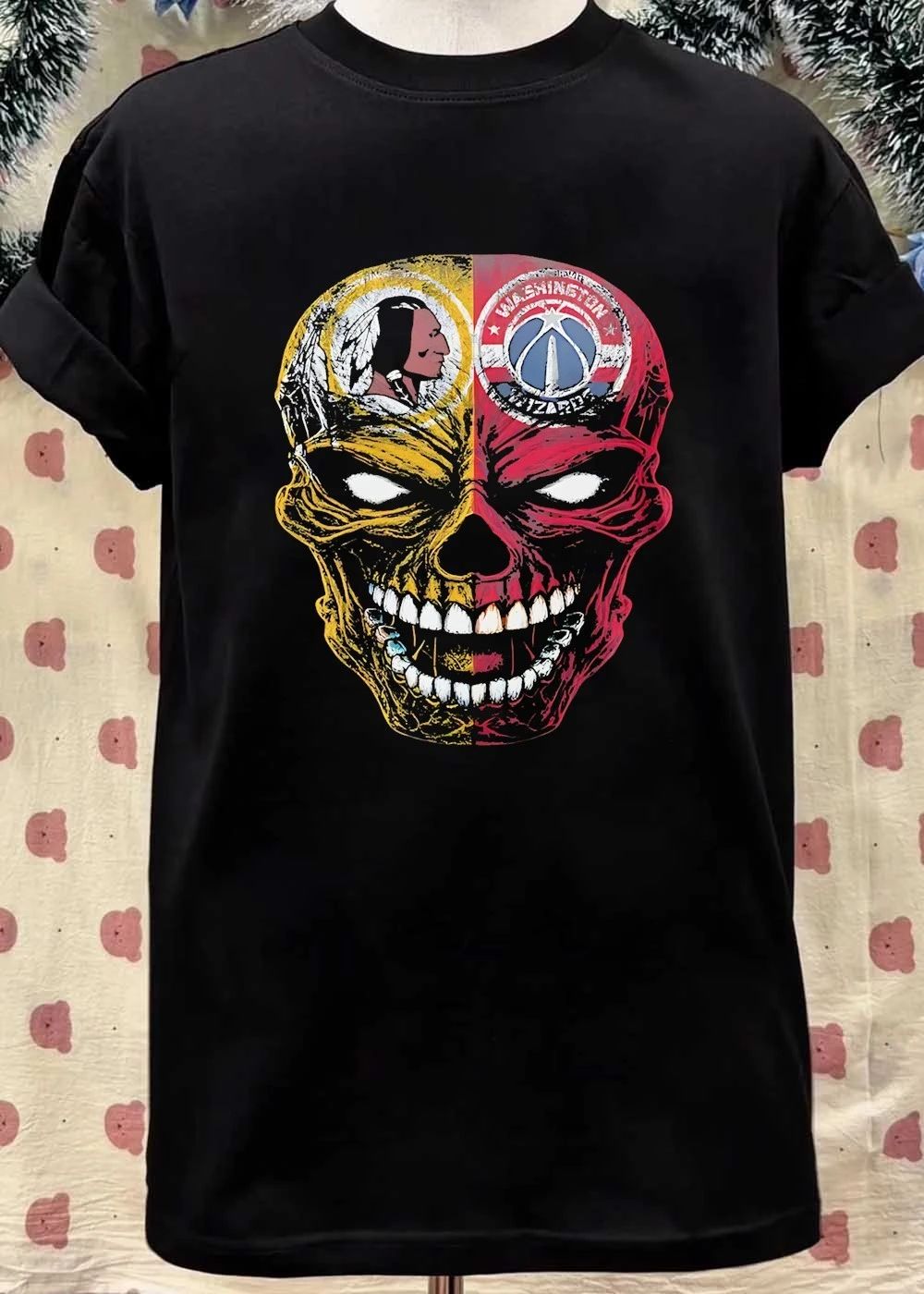 Washington DC Skull Redskins Wizards T-Shirt