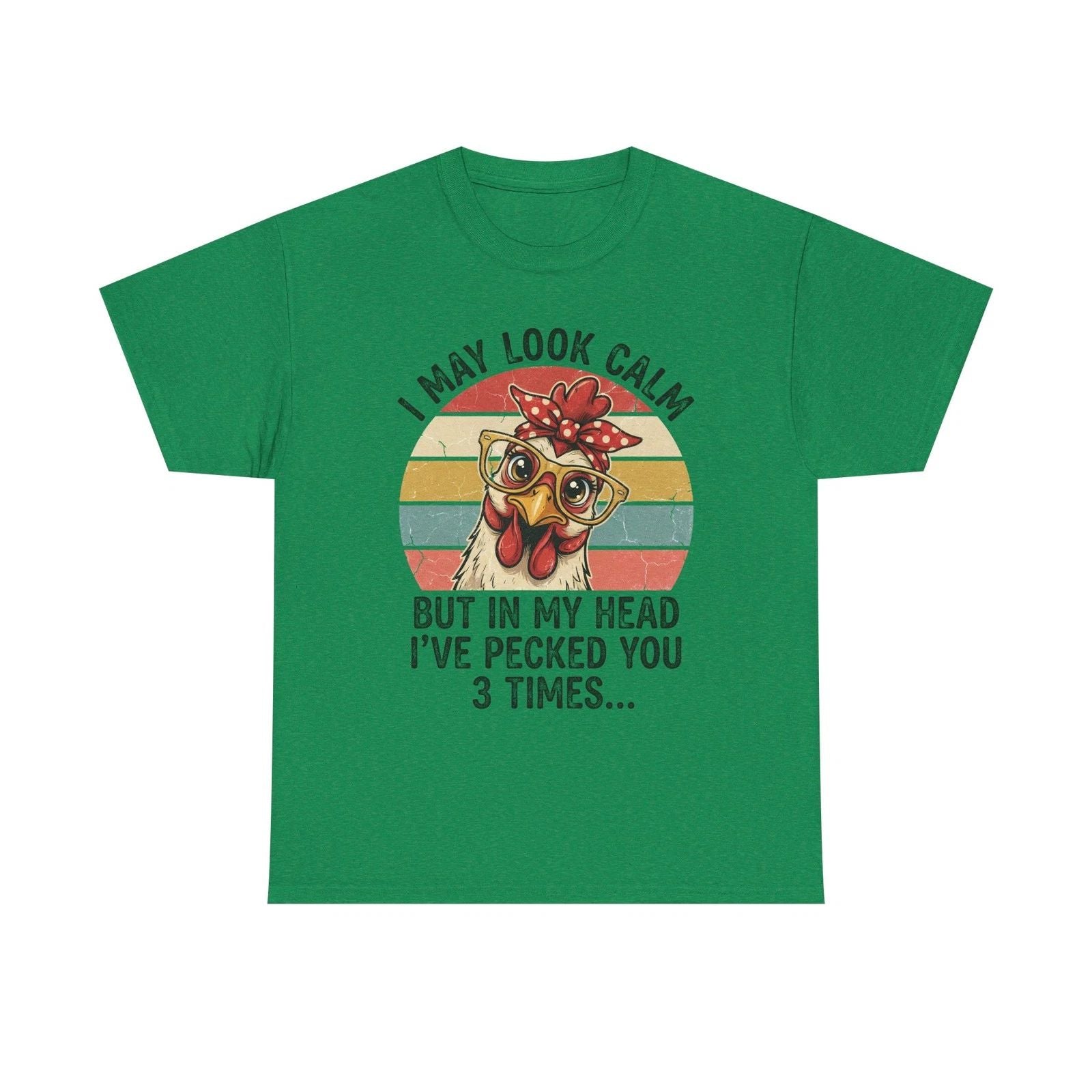 Funny Retro Chicken Illustration Tee | I May Look Calm But I Pecked You