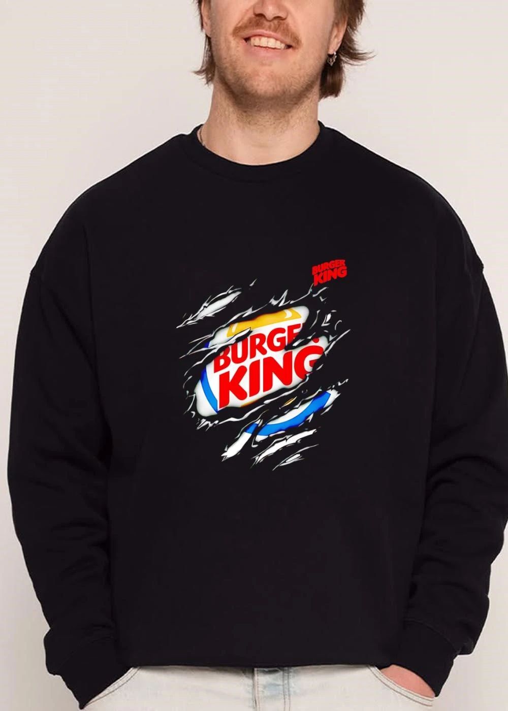Burger King Logo Reveal Through Slashed Black Torn Surface shirt