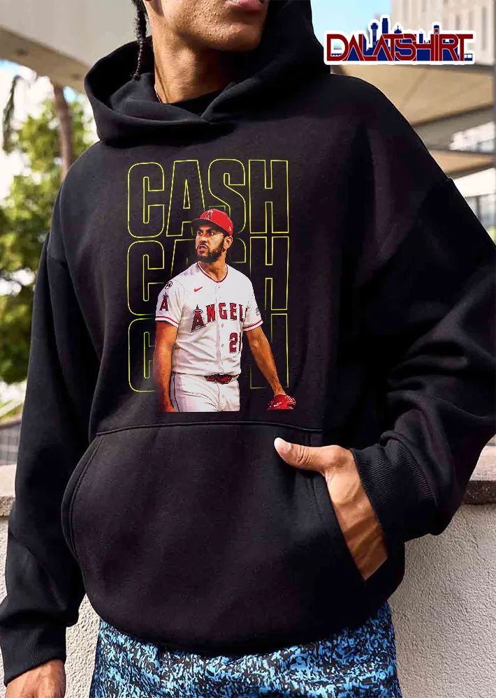 Los Angeles Angels MLB Cash Player Photo Neon Text Background shirt