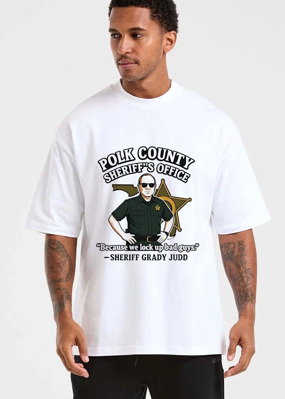 Polk County Sheriffs Office Because We Lock Up Bad Guys Sheriff Grady Judd Cartoon Caricature shirt