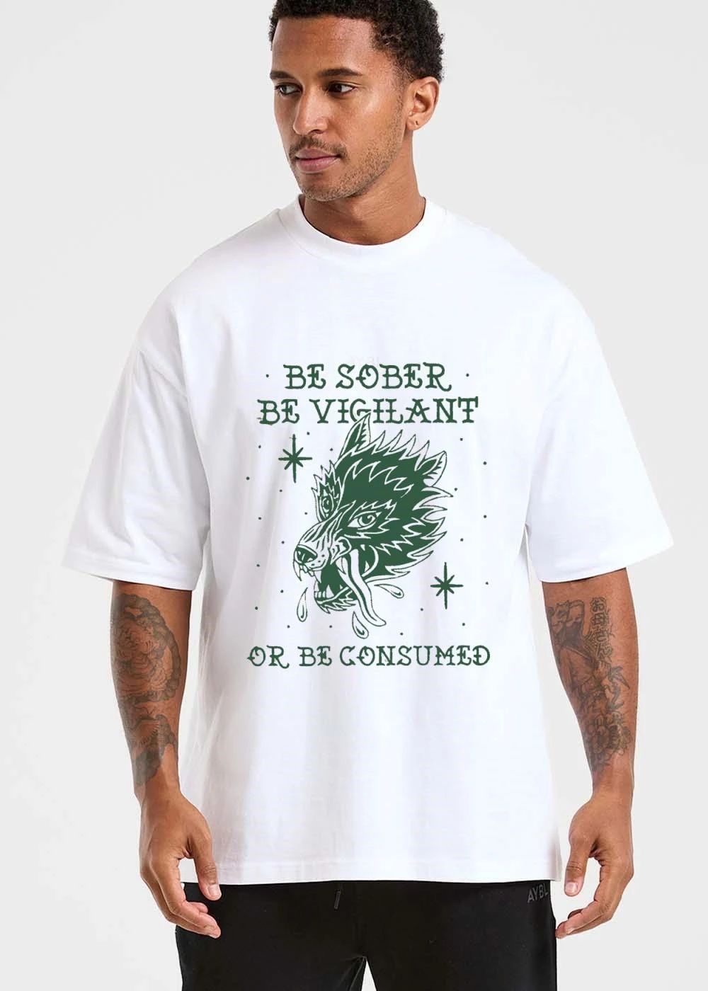 Be Sober Vigilant Or Consumed Green Snarling Wolf Head shirt