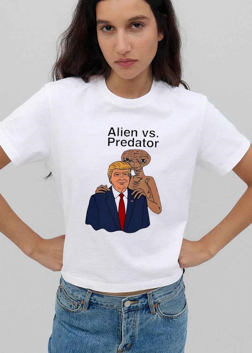 Alien Vs Predator Et Hands On Donald Trump Caricature Cartoon shirt