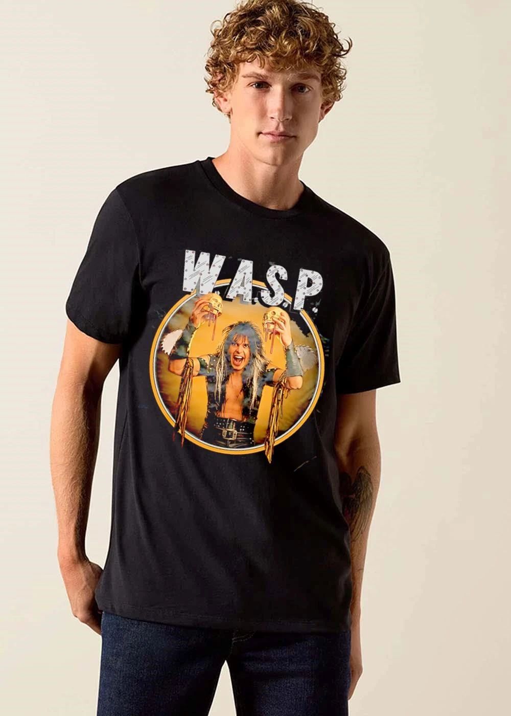 Wasp Heavy Metal Singer Holding Bleeding Skulls Circular Frame shirt