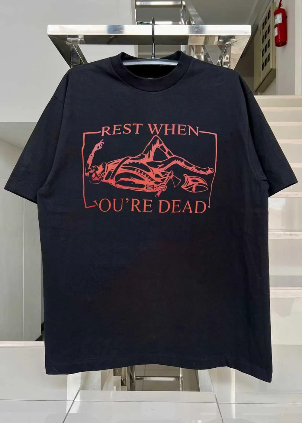 Skeleton With Axe Rest When Youre Dead T-Shirt