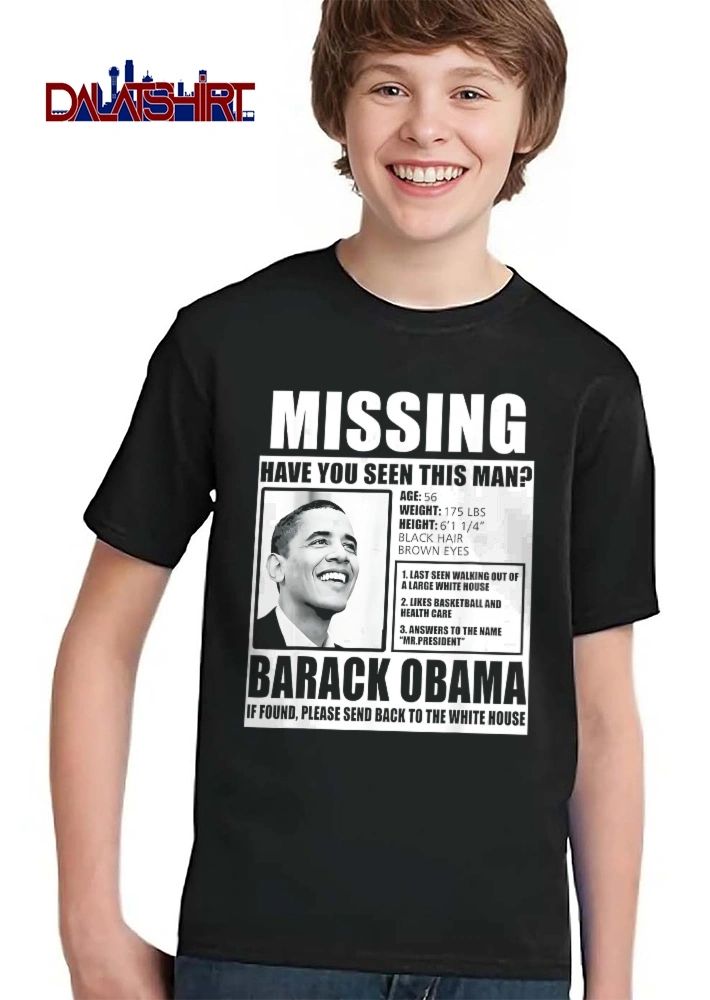 Missing Have You Seen This Man Barack Obama Black White Photo Portrait Poster shirt