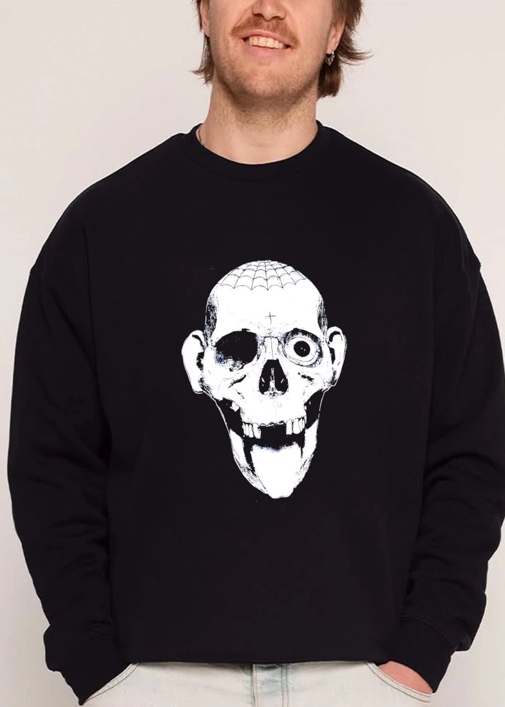 Monochrome Skeleton Spiderweb Eyeball Tongue Illustration shirt