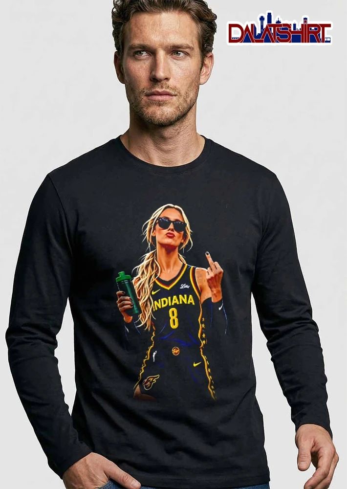 Indiana 8 Woman Middle Finger Sunglasses Drink Bottle Shirt