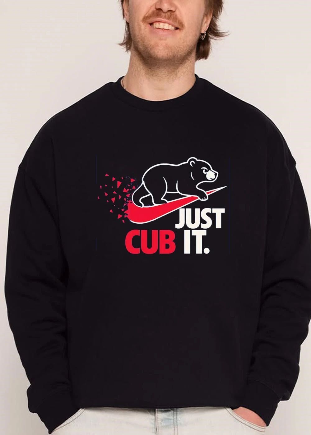 Just Cub It Black Bear Walking On Disintegrating Red Swoosh Logo shirt