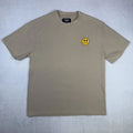 Eighty Eight Brand Men's Ribbed T-Shirt Size Large Beige Antisocial Smiley Patch