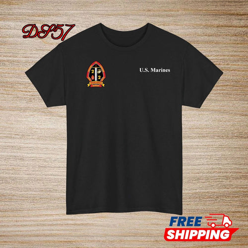 2nd Battalion 2nd Marine Regiment USMC Small Logo T-Shirt S to 5XL Made In USA