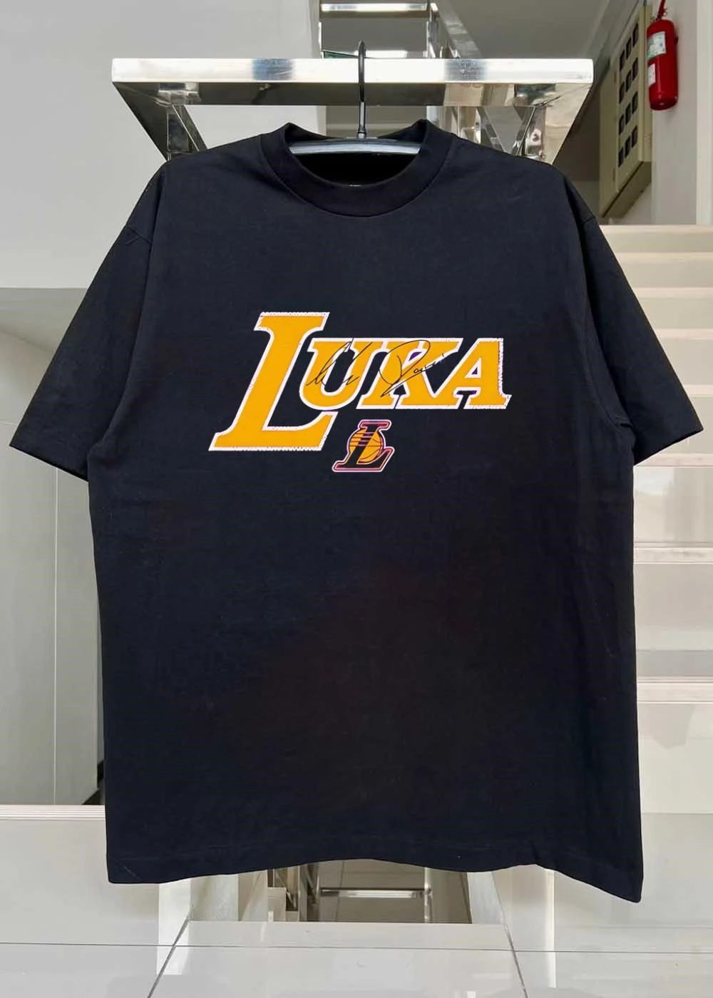 Luka Doncic Autograph Signature on Los Angeles Lakers shirt