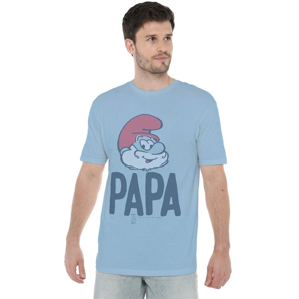 The Smurfs Papa Smurf Papa T-Shirt S-3XL, Light Blue