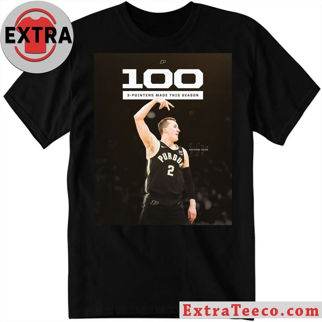 Fletcher Loyer of the Purdue Boilermakers basketball team has officially reached 100 successful three-point shots Shirt