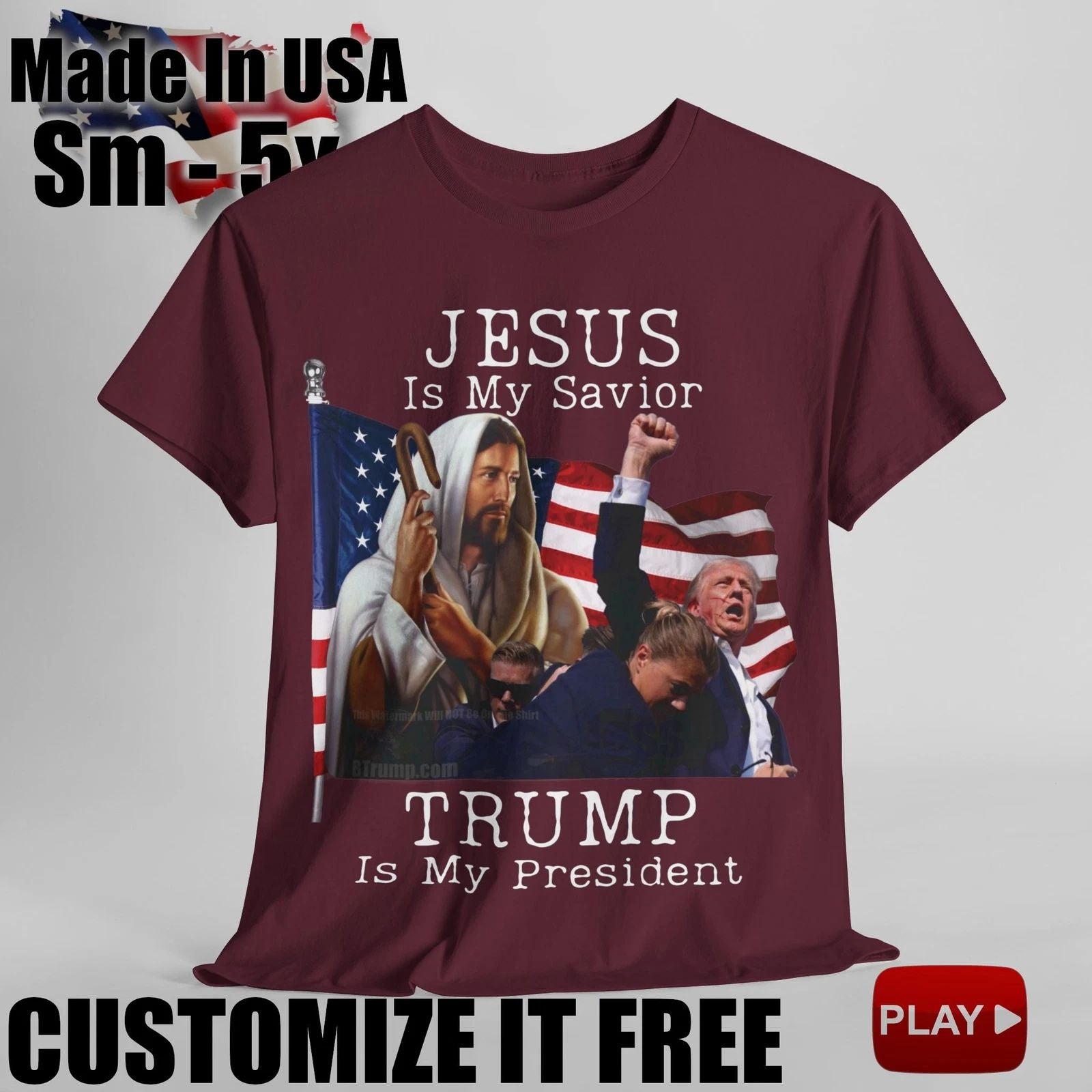 Jesus Is My Savior Trump Is My President T-Shirt Black Trump 2024 T-Shirt NEW V3