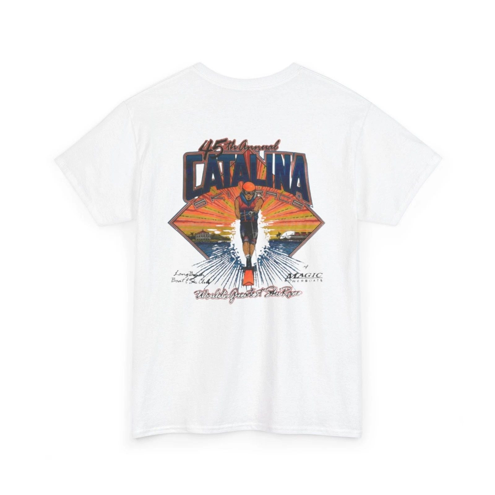 Vintage 1993 Catalina 45th annual Water Ski Race Tee, Long Beach Boat & Ski Club