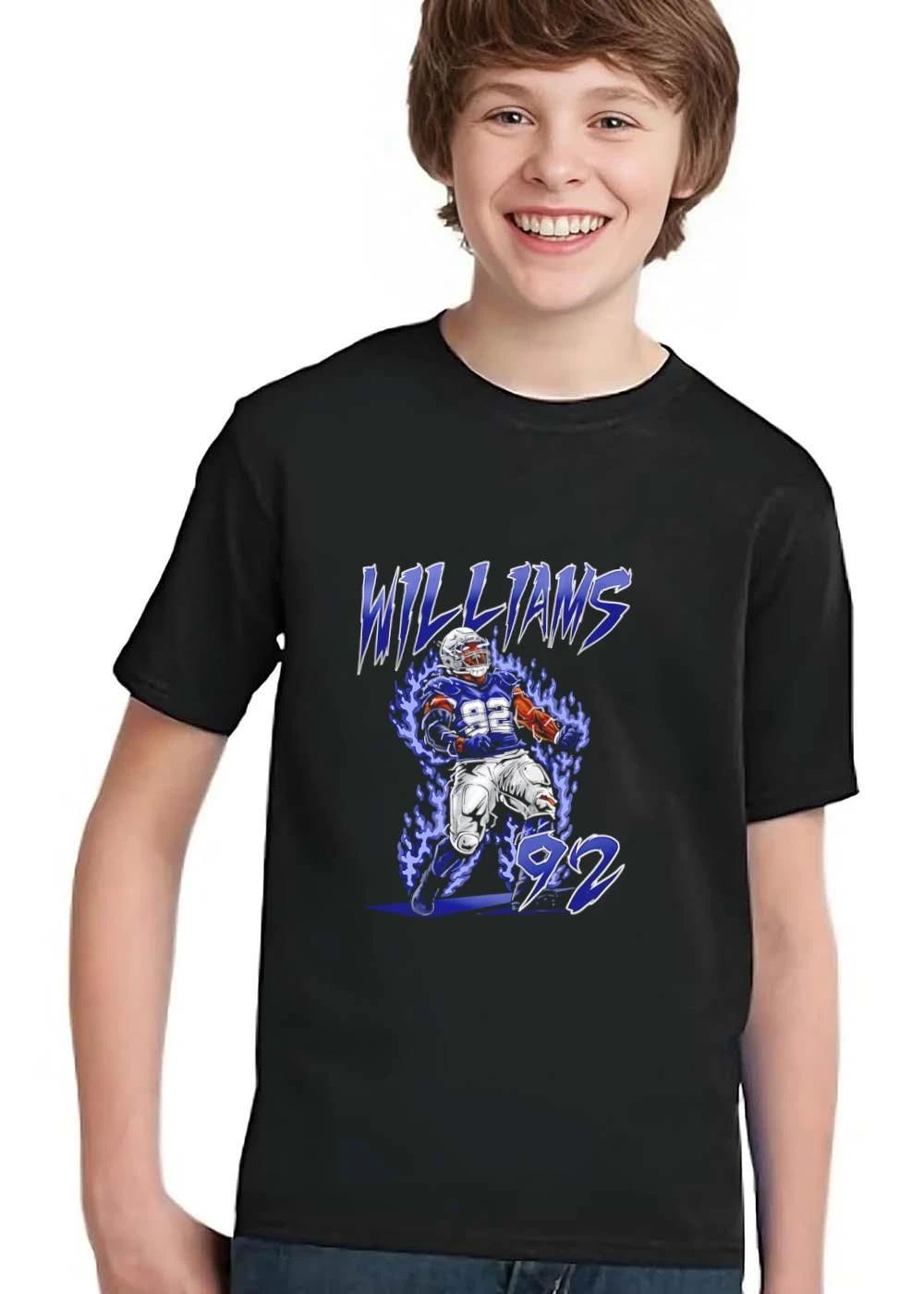 Williams 92 Screaming Football Player Blue Electric Flames shirt