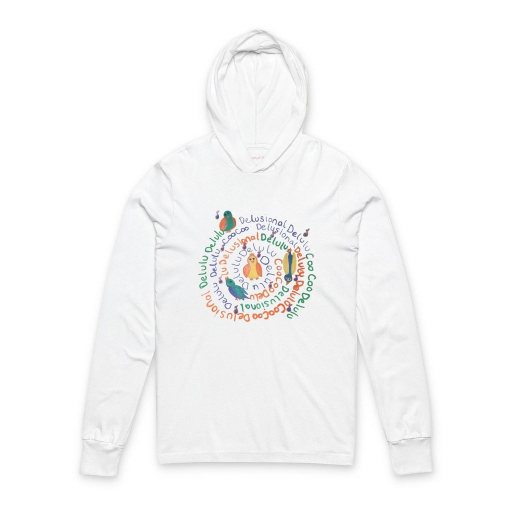 Coo coo birds Delulu Hooded T | Colorful Hand lettered Design tshirt