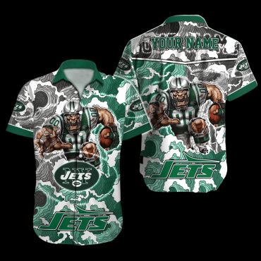 Personalized New York Jets Storm Camo Hawaiian Shirt