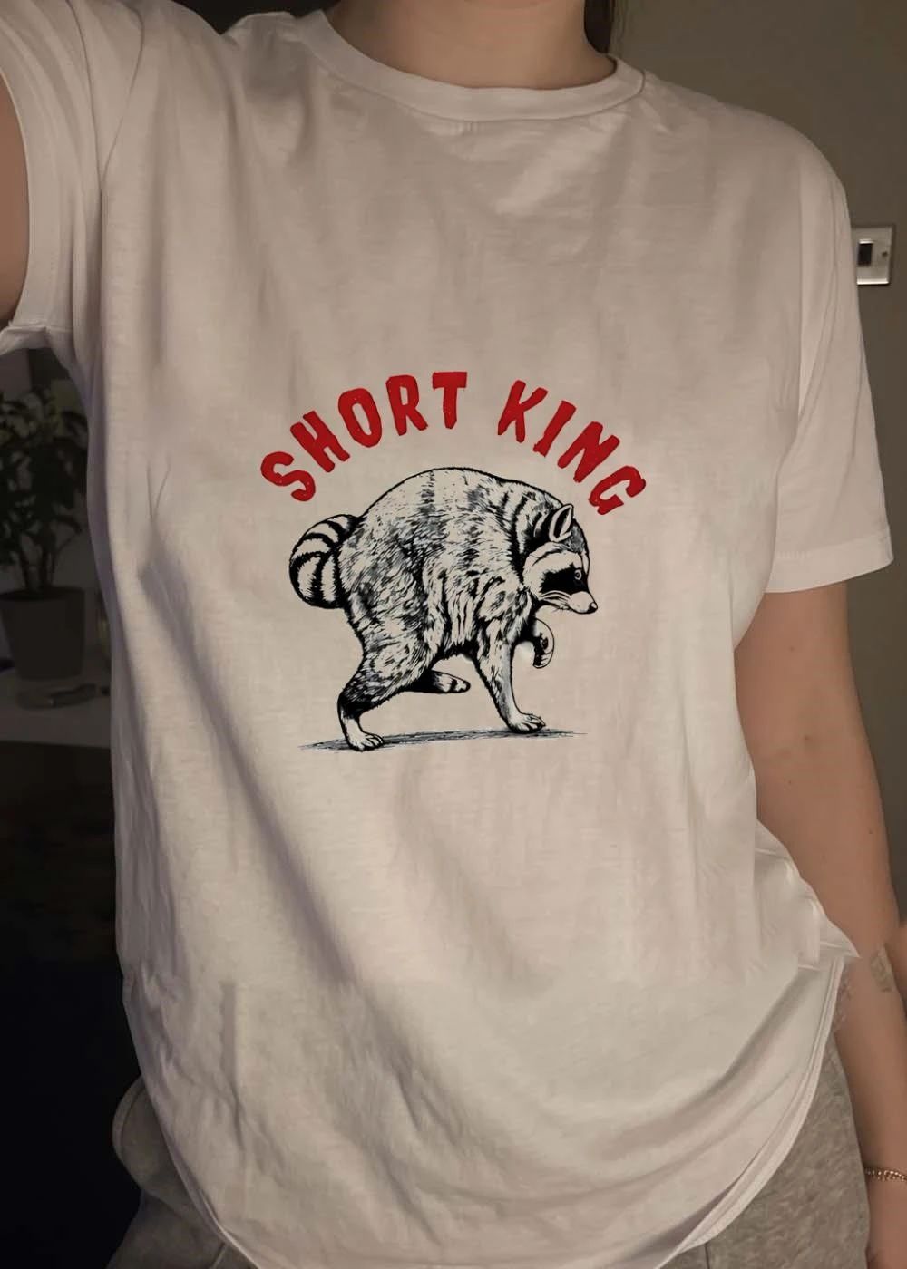 Short King Raccoon Walking T-Shirt