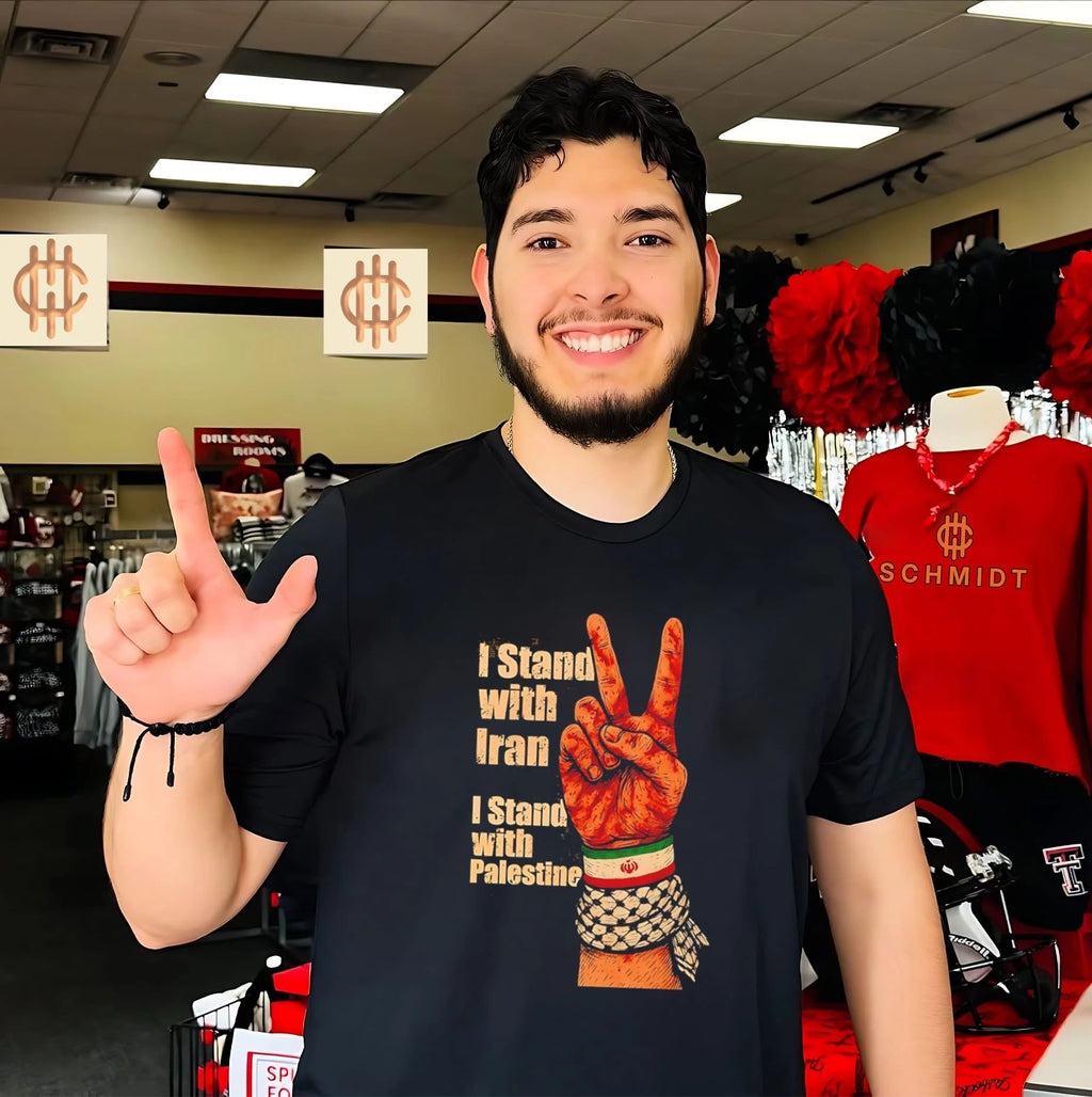 I stand with Iran I stand with Palestine hand gesture shirt