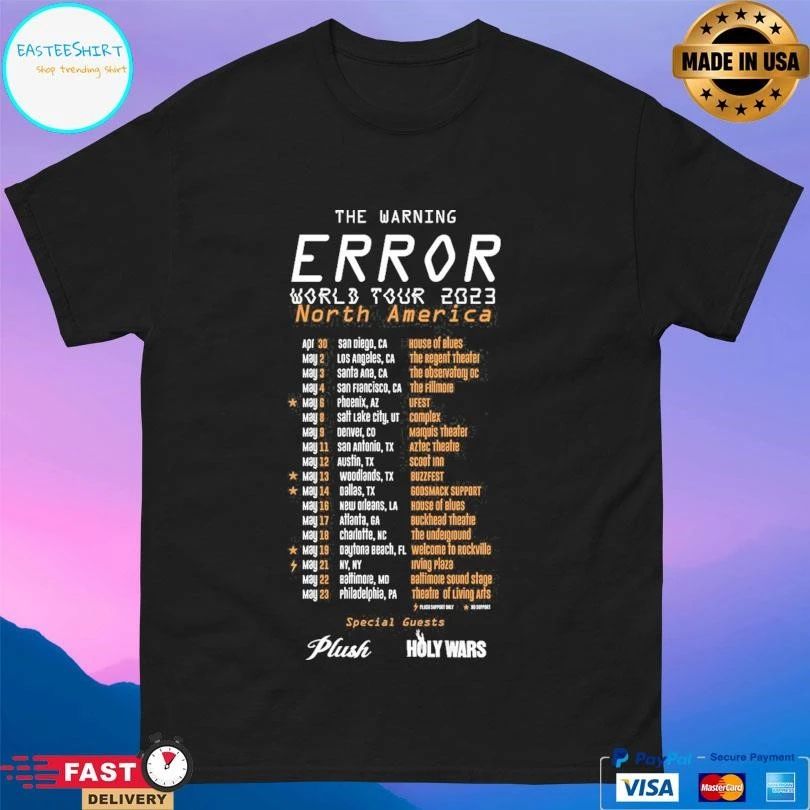 The Warning Error World Tour 2023 North America Special Guests Plush Holy Wars T-shirts
