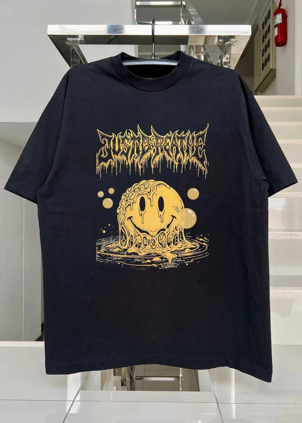 Melting Smiley Face Just Breathe T-Shirt