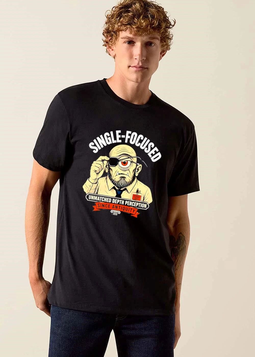 Single Focused Focus Dept Unmatched Depth Perception Since Antiquity Cartoon Cyclops Eyepatch shirt