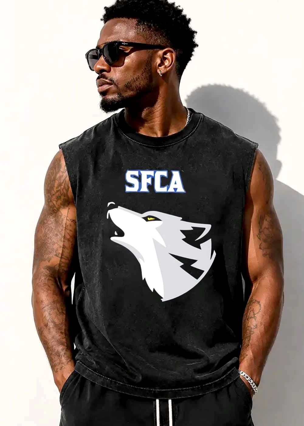 Sfca Howling Grey And White Wolf Head Side Profile Mascot Logo shirt