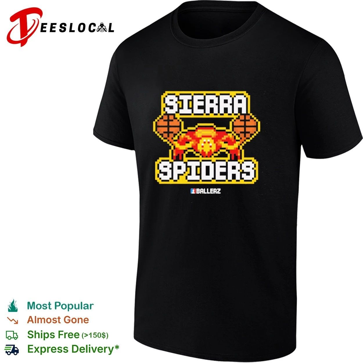 Sierra Spiders Ballerz basketball pixel art T-shirt