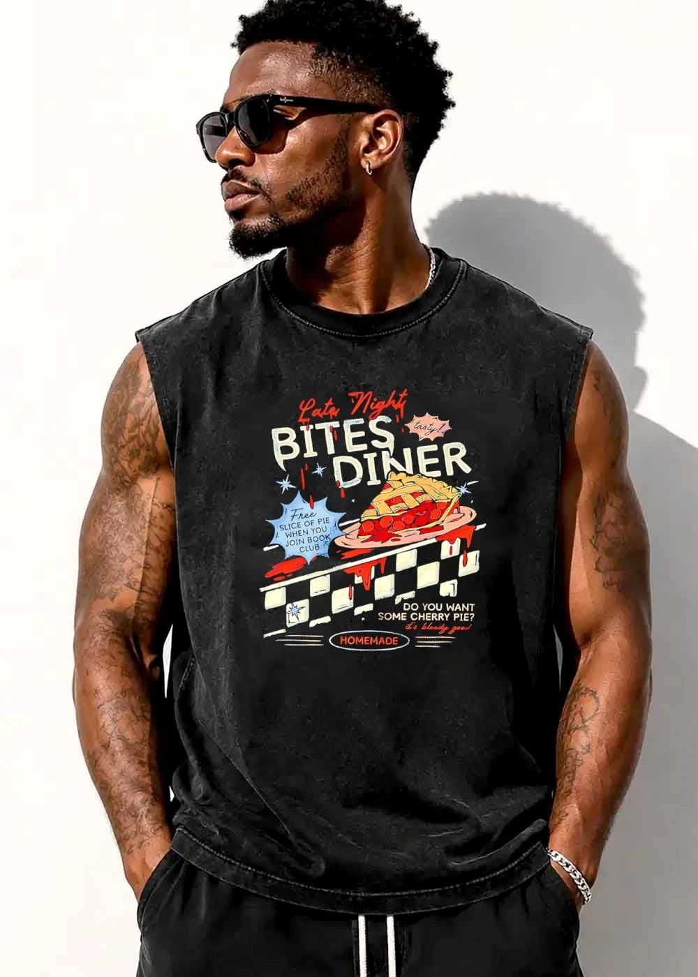 Late Night Bites Diner Do You Want Some Cherry Pie Its Bloody Good Homemade Dripping Red Slice Checkered Pattern shirt