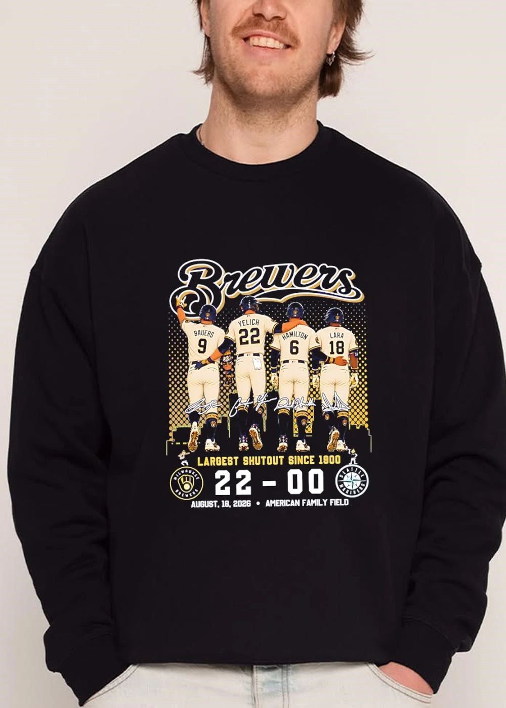 Milwaukee Brewers MLB Bauers Yelich Roster Largest Shutout Since 1900-2026 shirt
