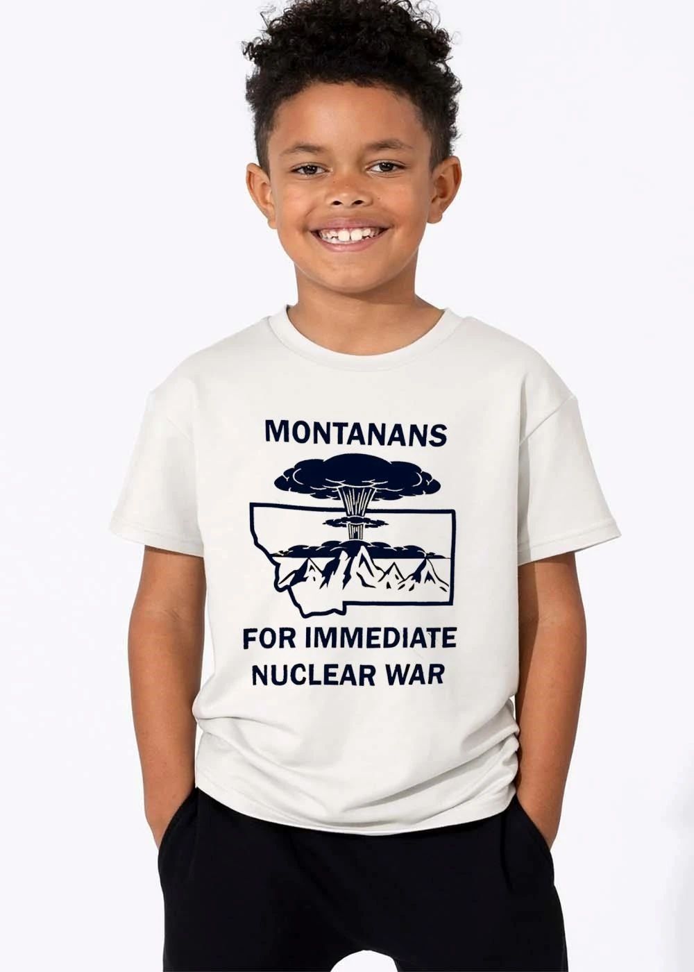 Montanans For Immediate Nuclear War Montana Outline Mushroom Cloud Mountain Range shirt